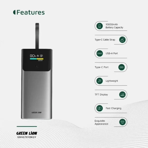 پاوربانک گرین لاین مدل VoltixGNVLTX10KGY ظرفیت 10000 میلی آمپر - Image 8