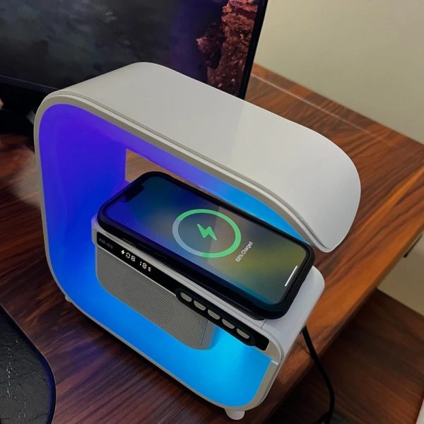 اسپیکر بلوتوثی و شارژر وایرلس مدل HM-G3 با چراغ RGB - Image 4
