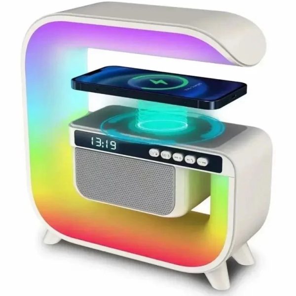 اسپیکر بلوتوثی و شارژر وایرلس مدل HM-G3 با چراغ RGB