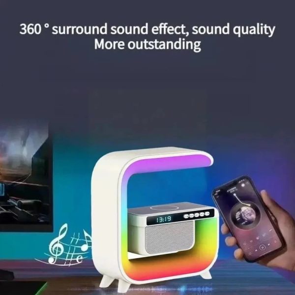 اسپیکر بلوتوثی و شارژر وایرلس مدل HM-G3 با چراغ RGB - Image 5