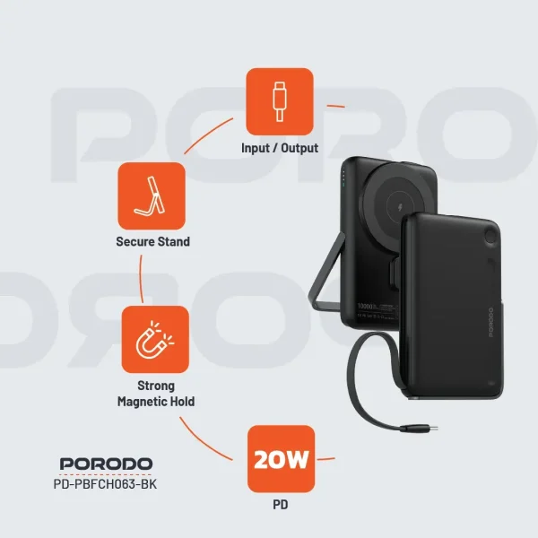 پاوربانک مگ‌سیف 10000 پرودو مدل PDPBCH065BK - Image 3