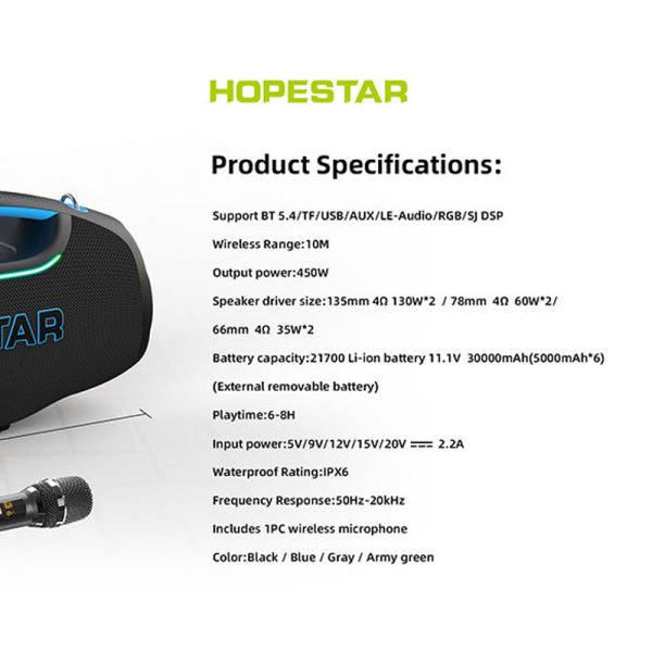 اسپیکر هوپ استار HOPESTAR-A60 Ultra 450W - Image 8
