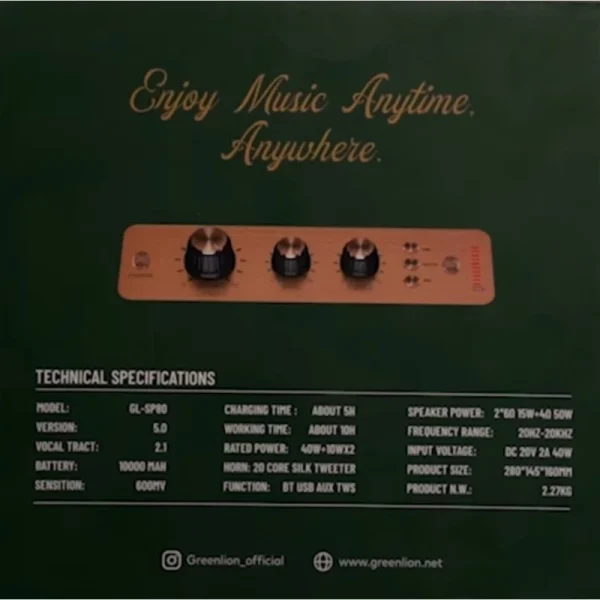 اسپیکر بلوتوثی قابل حمل گرین لاین مدل Classic - Image 9