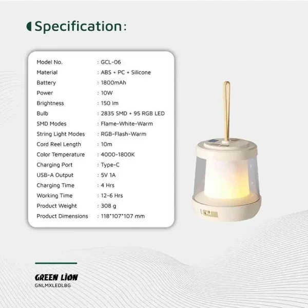 چراغ فانوسی گرین لاین مدل GCL-06 با نور چند رنگ - Image 4